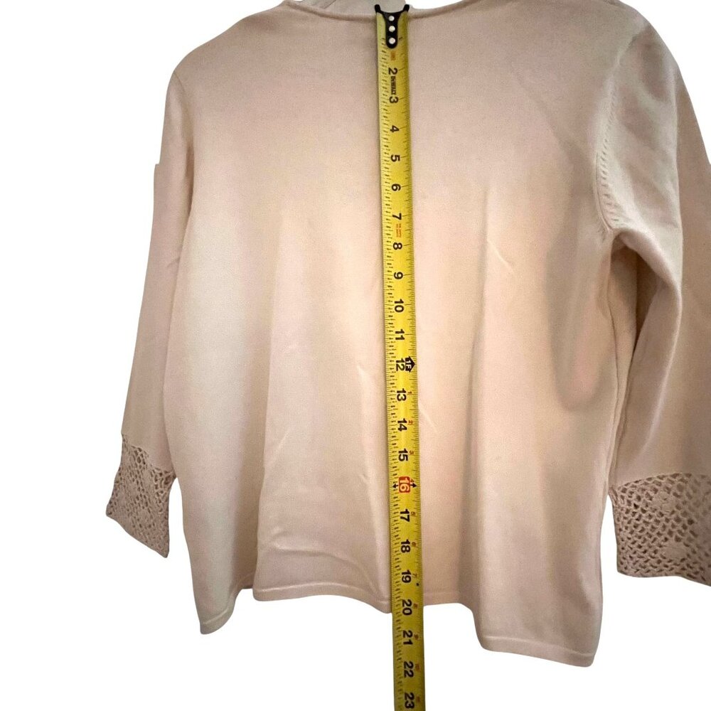 NWT Norton McNaughton Ivory Cardigan Silk Crochet Trim Lace Front Panel PM - Picture 11 of 11